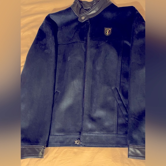 AUTHENTIC ARMANI Collezioni  Blue Suede Italian Jacket - Picture 11 of 16